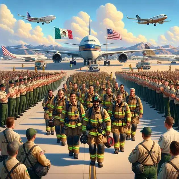 Bombeiros mexicanos chegam a LAX para combater incêndios